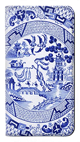 Housse cuir iPhone 17 Pro avec clapet rabat, protection étui Willow Pattern