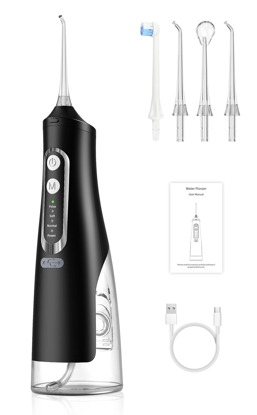 Oryzon Hydropulseur Sans Fil Jet Dentaire Pour Gencives (Noir)