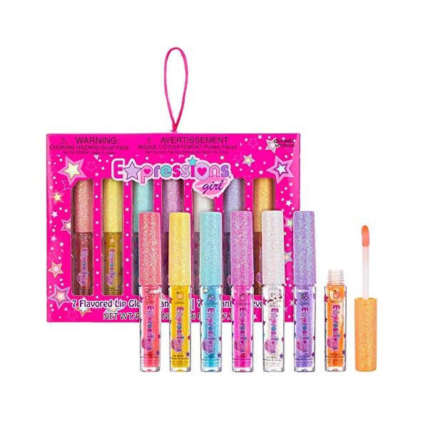 Expressions 7pc Fruity Flavored Lip Gloss Set - Lip Gloss in Assorted Fruity Flavors, Non Toxic Makeup for Kids & Teens