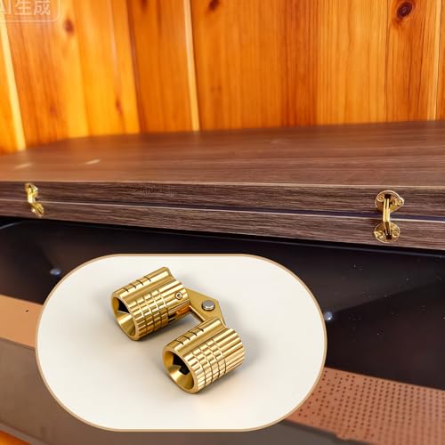 8PCS 8mm Hidden Brass Barrel Hinges - 180 Degree Opening Concealed Hinges for Jewelry Box - Mini Furniture Hardware for Wooden Box DIY with Installation Screws - Thumbnail 4
