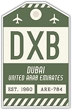 DXB Dubai UAE Luggage Tag Sticker/Airport Code Baggage Decal/Collectible Travel Decor/Vintage Inspired Design (Green)