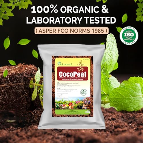 Image of SJ Organics Cocopeat Powder Ready to Use 10 Kg - Coconut Coir for Plants, Gardening Soil Conditioner, Potting Mix & Seed Germination, Organic Cocopeat