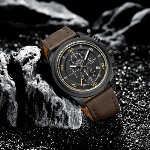 Image of Carlington Nitro Analog Chronograph Men's Premium Leather Strap Wrist Watch | Quartz Movement | Water & Shock Resistant Watch for Men | Casual & Formal Wear - CT 8075