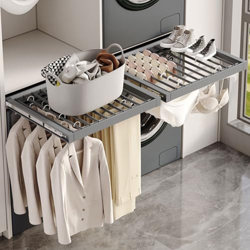 Tiroir à pantalons rétractable pour optimiser l'espace au-dessus du lave-linge - 8