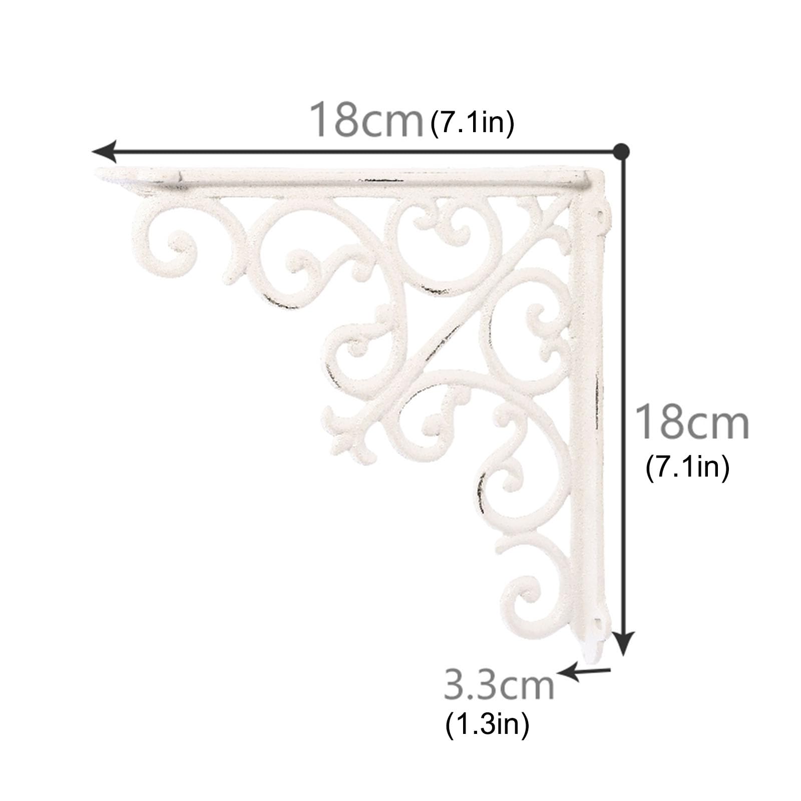 Par de Soportes de Estantería de Hierro Fundido,Soportes para Estantes Rústico,Escuadras Estantería Envejecidas,Soportes para Estantes Pesados de Pared,con Tornillos,Blanco (18cm)