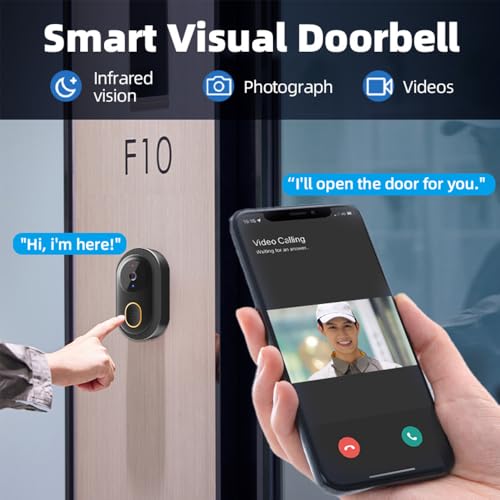 Swokely Smart Doorbell Ring Door Camera Infrared Night Viewing WiFi Wireless Video Bell Camera Rechargeable Video Intercom Doorbell Two-Way Audio Long Transmission Range - Image 4