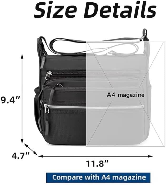 Mudono Messenger Bag for Men Nylon Waterproof Shoulder Bag Multi-pocket Crossbody Bag Daily Travel Bag Lightweight Satchel - Image 7