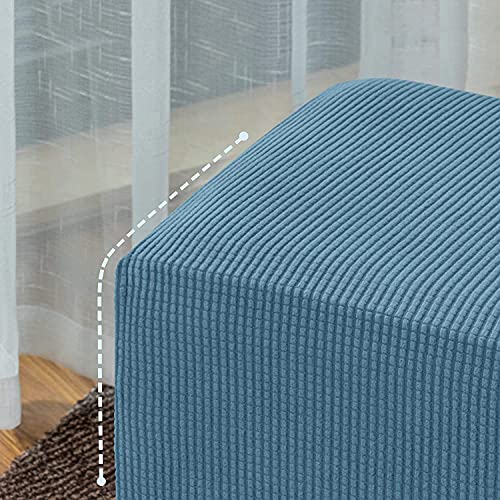Housse de repose-pieds extensible rectangulaire en tissu jacquard vert