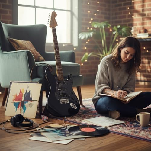 Image of Fender Squier Affinity Series HSS Stratocaster with Laurel Fingerboard- Metallic Black