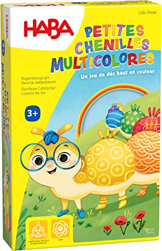 HABA - Petites chenilles Multicolores - Jeux de société Enfant - Jeu d’Assemblage sur Les Couleurs - Petit Format - 3 Ans Plus - 306987