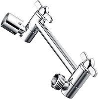 BRIGHTSHOWERS 5-Inch Brass Shower Arm Extender - Adjustable Height & Angle for Rain & Handheld Heads, Rust-Resistant Chrome