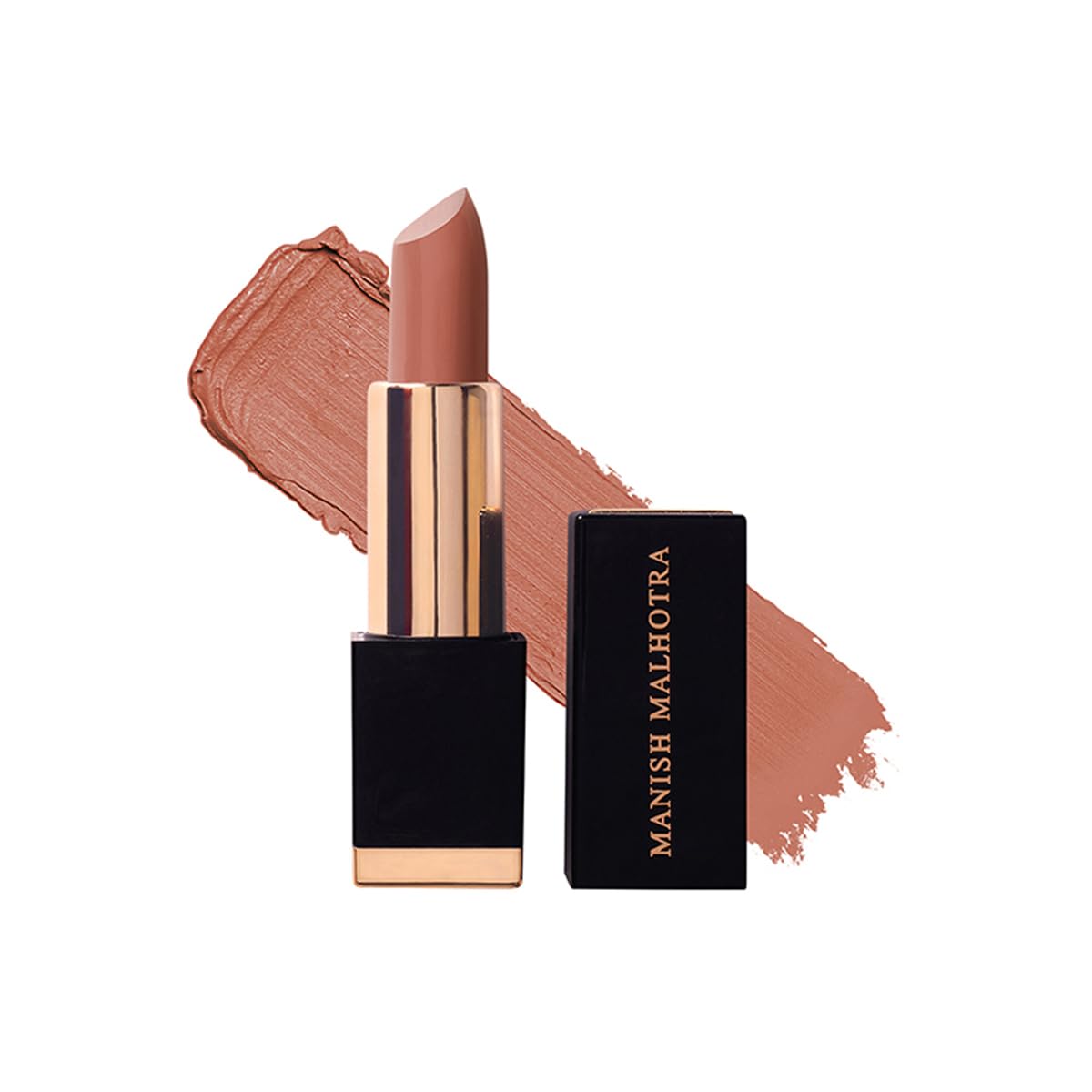 MyGlamm Manish Malhotra Hi-Shine Lipstick - Desert Suede - 4gm | Coral Pink Shade | Lightweight, Long-wear Lipsticks | UVB Protection, High Coverage, Cruelty Free | Exclusively by MyGlamm