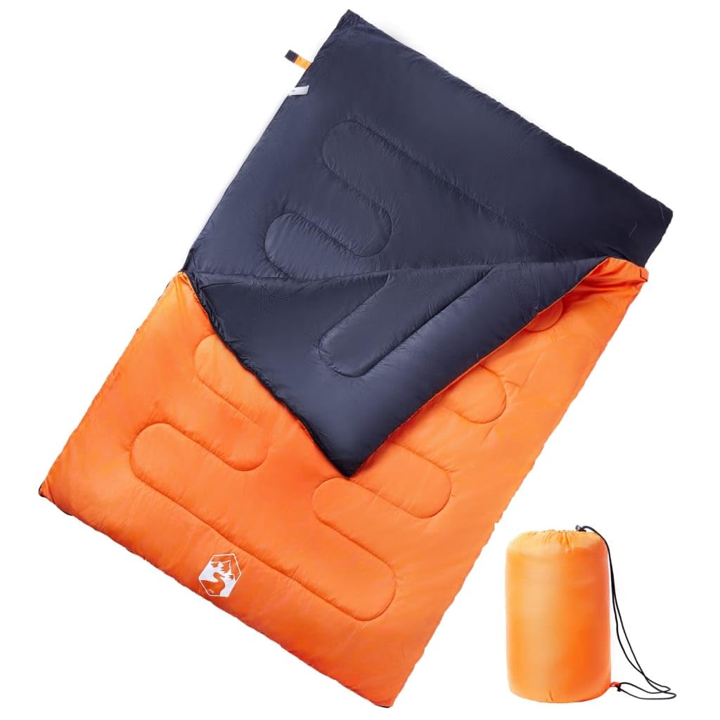 Doppelschlafsack für Erwachsene mit Kissen 220x, 3-4 Jahreszeiten, wasserfestes Polyester, PP-Füllung, mit Kapuze, doppelseitigem Reißverschluss und Packtasche für Camping, Trekking