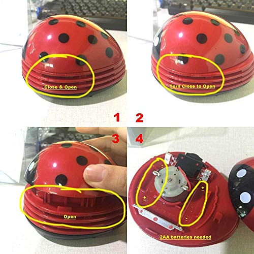 Image of Barbato Aimeio Cute Portable Beetle Ladybug Mini Handheld Cordless Tabletop Crumb Sweeper Desktop Keyboard Dust Vacuum Cleaner,Battery Operated