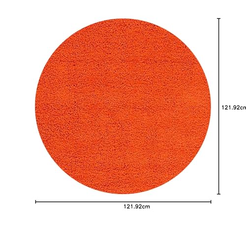 Image of CD Carpet Anti Slip Shaggy Fluffy Fur Rugs and Carpet for Living Room Bedroom Kids Room Plain Circle Carpets for Home with 2 Inch Thickness (Color Orange Size 4x4 Feet Round)