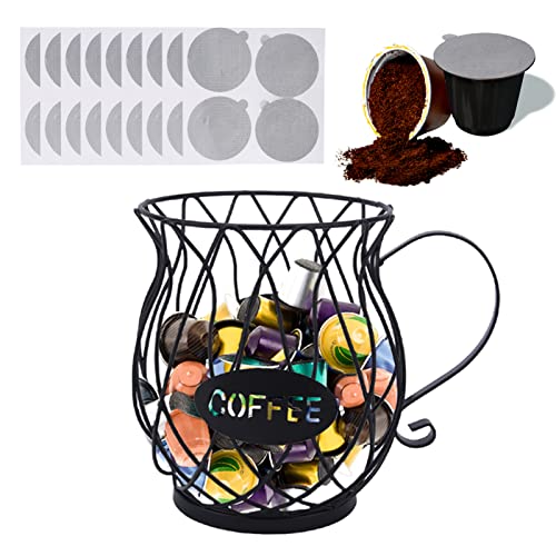 Lvoertuig Coffee Pod Holder K Cup Storage Coffee Pod Storage With Sealing Film Coffee Capsule Basket Large Capacity K Cup Holders For Counter Kitchen Cafe(Black) #TOP15