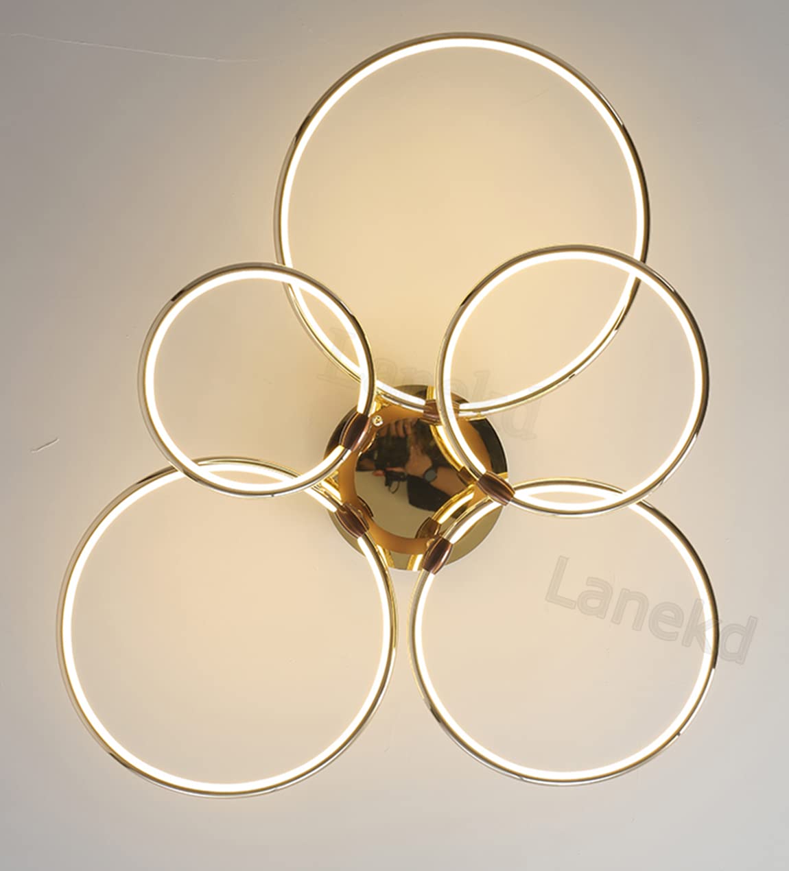 Moderna LED Lampara de techo Salón Dormitorio Regulable Lámpara Colgante Anillo Diseño Plafones con Control Remoto Luz Para isla Cocina Oficina Comedor Decor Iluminación Lámparas de Colgante Oro