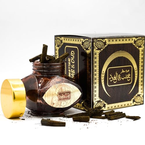 ARABIYAT Oud Wood Incense Charcoal Chips - Agarwood | Oudh Bakhoor Muattar | Arabian Oud Sticks | Inciensos Aromaticos para La Casa | Long Lasting Fragrance | Use for Meditation and Relaxation - 25g