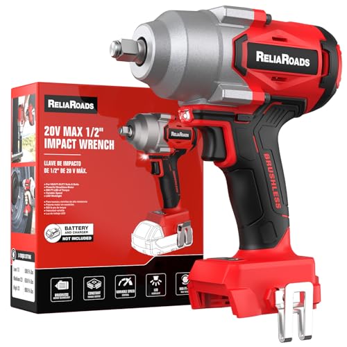 Image of ReliaRoads 900 Ft-lbs Cordless Impact Wrench, 1/2 Inch Impact Gun Compatible MilWaukee 18V Battery, Brushless Constant High Torque Impact Driver with 3 Speed, Tool Only (No Battery Included)