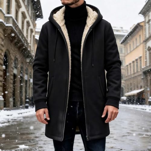 Long Winter Coats for Men Hooded Full Zip Oversized Warm Fleece Jacket - image 4
