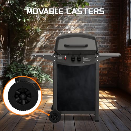 Topwish Gasgrill 2 Brenner,Gasgrill,Gasgrill klein,Gasgrill Balkon, Outdoor Grill,Grillwagen,Maße 106.44 * 55.6 * 103.85, geeignet für FR,IT,LU,ES,BE,6.0 kW