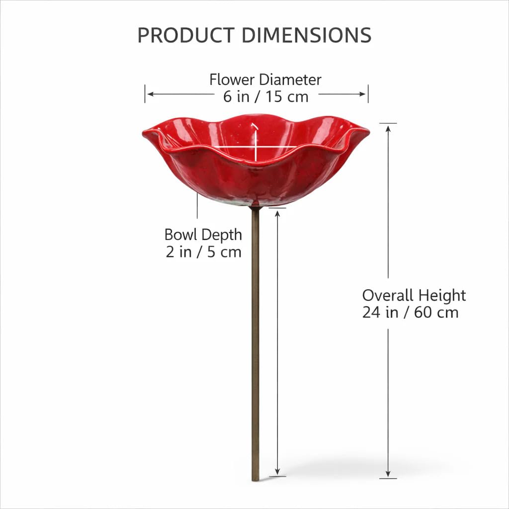 Vogeltränke Blume,Bienentränke für den garten,Insektentränke Gartenstecker aus Metall, Gartendekoration für Rasen, Balkon & Terrasse (Rot, lila, gelb)