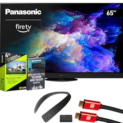 Panasonic TV-65Z95AP Z95 65-inch OLED 4K UHD Smart Fire TV 2024 Bundle with WN10 Neck Speaker, 4 YR CPS Enhanced Protection, 2X HDMI Cable & Deco Gear Complete Home Theater Beginner's Guidebook