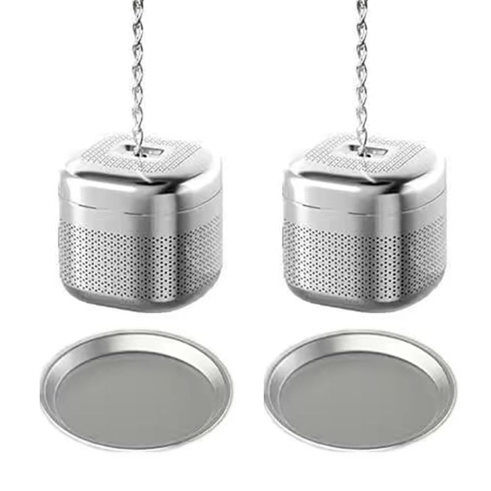Tee-Ei aus Edelstahl, Netz-Tee-Ei, mit Kette für losen Tee, 2 Stück, ideal für Heimbrauen und Teeliebhaber