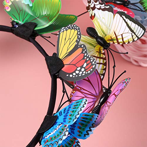 Lurrose Simulation Butterfly Headband 3D Butterfly Hairband Party Hair Accessories Festival Headband for Woman Girls Kids (Colorful) - Image 3