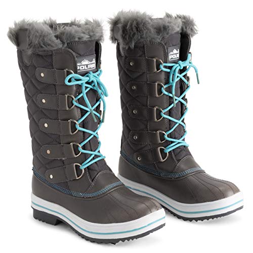 Image of POLAR Womens Snow Boot Nylon Tall Winter Fur Lined Snow Warm Waterproof Rain Boot