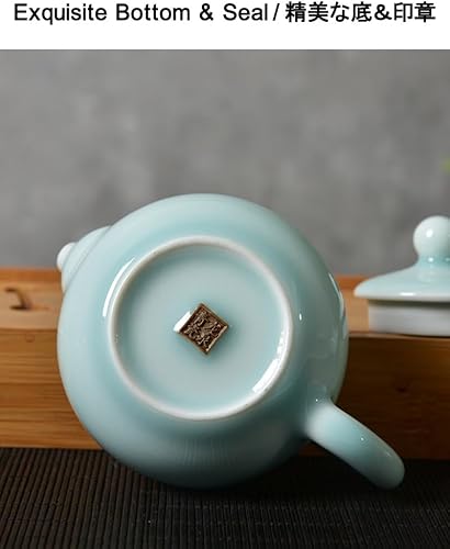 Miniatura 8 de Tetera Celadon, tetera de porcelana verde jade, utensilio de té de Kungfu, ceremonia de té, 4 colores opcionales, (verde ciruela)