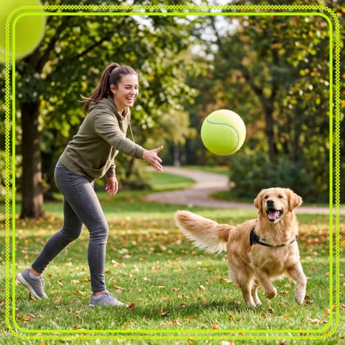 Image of Sratte 6 Pieces Giant Large Tennis Ball for Dogs 6'' Inflatable Large Dog Toy Balls for Indoor Outdoor Training Playing Sports (Fluorescent Green)