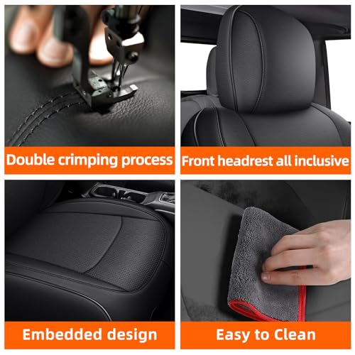 Image of AOMSAZTO Custom Fit Seat Covers for Jeep Gladiator JT 2020 2021 2023 2024 2025 2026 Full Set Black Car Seat Protectors Premium Faux Leather Automobile Seat Seat Cover