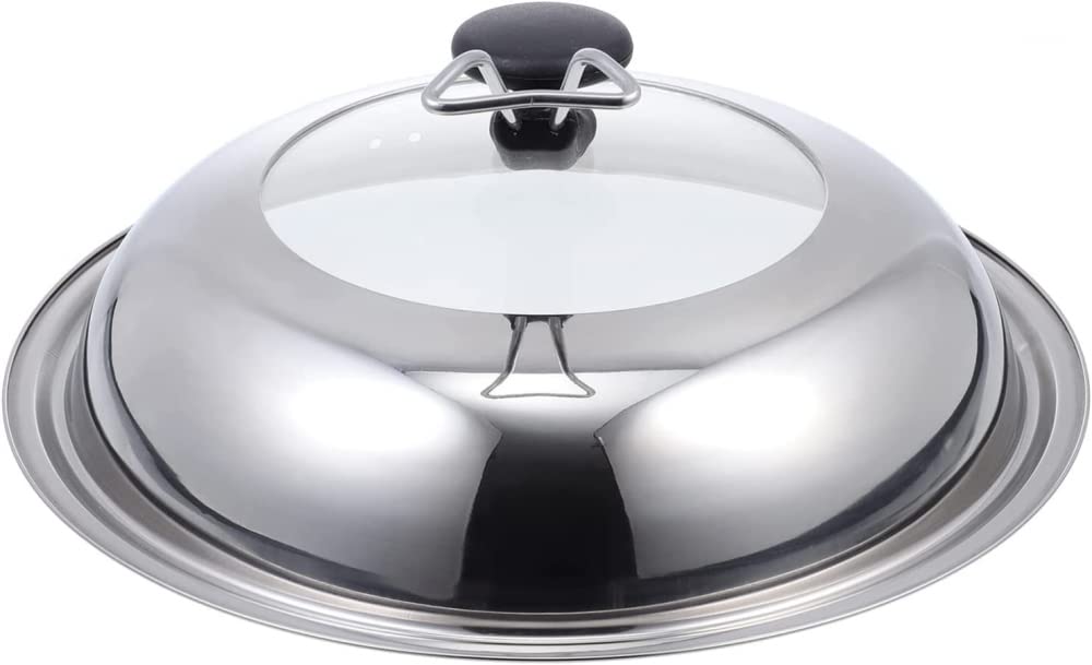 Coperchio universale in acciaio inox per pentole in vetro con manico, coperchio per padelle, coperchi per pentole, 34 cm