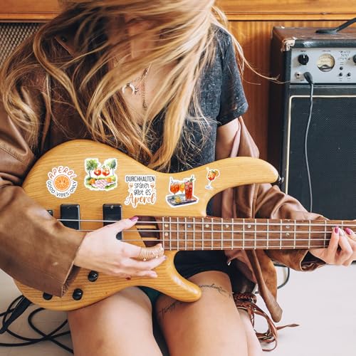 Aperol Geschenk – 50 Stück Aperol Spritz Sticker Set, Bunte DIY Aufkleber für Glas, Flasche, Notizbuch, Deko & Party, Sommerliche Sticker im Aperol Design