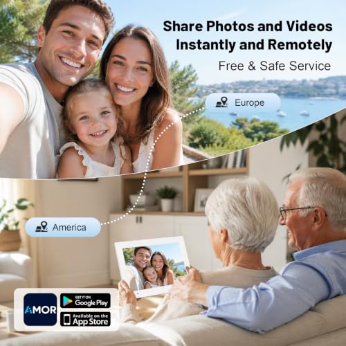 AEEZO Digital Picture Frame, 10.1'' WiFi Electronic Photo Frames with 32GB Memory, 1280 * 800 IPS HD Touch Screen, Auto-Rotate Easy Setup via AiMOR APP, Gifts for Parents and Grandparents White by AEEZO - Used condition - Image 5
