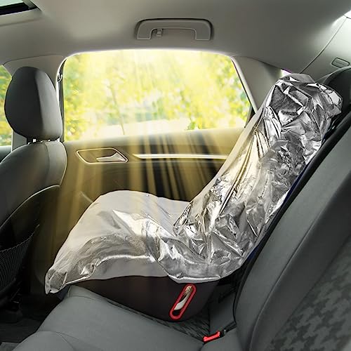 Image of BBTO 2 Pcs Car Seat Sun Shade Covers Baby Car Seat Coolers Protector Reflective Carseat Sunshade Infant Shield Heat UV Sunlight Keep Baby Toddler Child Cool Travel Safety(Classic,Silver)