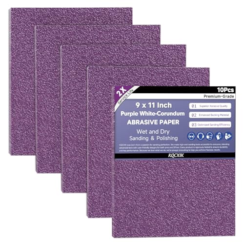 KQCXIK 10-Sheet Premium White Corundum Wet Dry 60 Grit Sandpaper