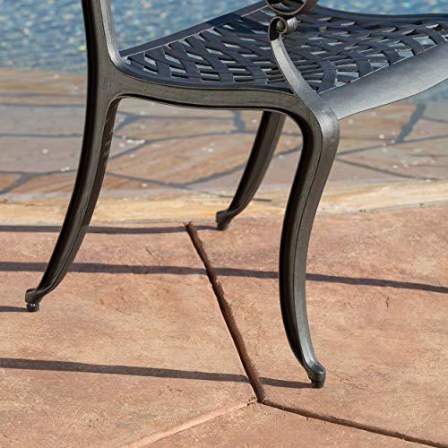 Christopher Knight Home Hallandale Outdoor Cast Aluminum Chairs, 2-Pcs Set, Black Sand #TOP5