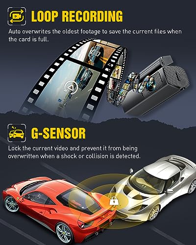 EUKI 4K Dash Cam Front and Rear with WiFi, Dual Dashcam, Car Camera with Parking Monitor, Night Vision, WDR, G-Sensor, Loop Recording, App Control,24 hour Parking Mode, 64GB SD Card Included - Image 5