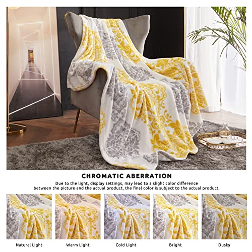Casaagusto Soft Throw Blanket, Yellow And Gray Damask Throw Blankets, Printed Flannel Outdoor Throw Blanket For Chair, Bed, Sofa, Couch(50 * 60, Yellow And Gray Gradient) #TOP5