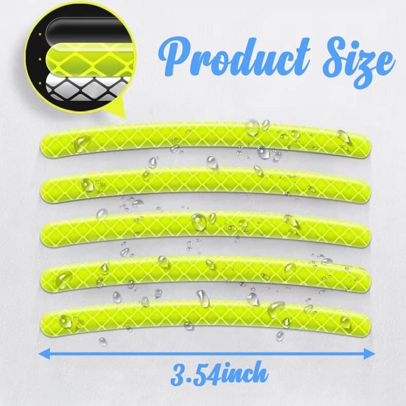 Image of REDWIND Silicon Anti-Collision Glow In The Dark Wheel Rim Self Adhesive Stickers Night Reflective Tape Warning Sticker Metal Universal For All Cars Bikes Motorcycles Bicycle 20 Strips (Neon) 11 cm