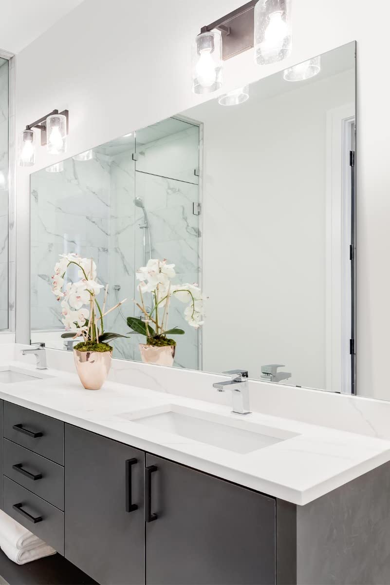 MirrorOutlet Circuitt 4mm Sheet Mirror Glass Slight Seconds Polished Edges with 4 Holes 140 x 90cm 4ft8 x 3ft, Silver,