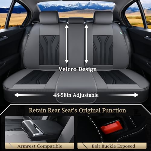 Image of FLORICH Rear Seat Covers Leather Car Seat Covers Waterproof Back Seat Cover Automotive Seat Covers Universal Seat Cushion Protector for Most Cars Trucks SUV-Gray&Black