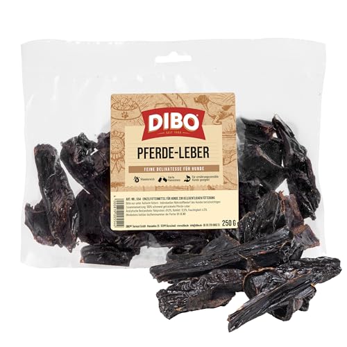 DIBO Pferde-Leber, 250g-Beutel, der kleine Naturkau-Snack oder Leckerli für Zwischendurch, Hundefutter, Qualitätskauartikel ohne Chemie von DIBO