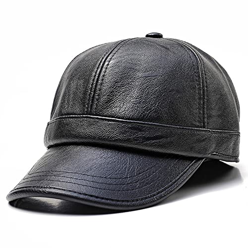 CusGifta Gorra de béisbol de cuero sintético para hombre con correa ajustable Gorra plana Newsboy Cap Gorra de conducción Gorra de camionero, Estilo 4-negro, Taille unique Cover