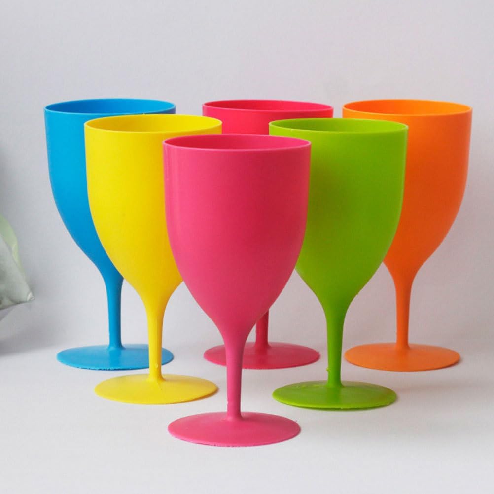 Cabilock Easter Colored Plastic Wine Glasses Set of 6-6.3 Inch Party Goblets for Home Dining and Cocktail Drinkware for Holiday Gatherings
