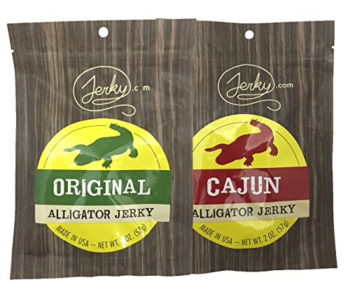 Jerky.com's Alligator Jerky Sampler - TESTER 2 PACK - Original Alligator Jerky and Spicy Cajun Alligator Jerky - 3.5 total oz.