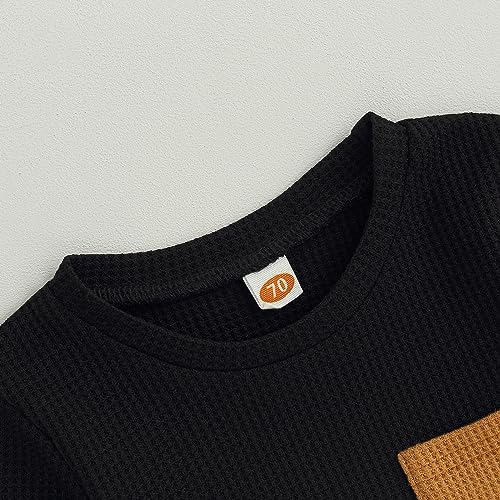 Baby Boy Clothes Fall Winter Outfits Waffle Knit Contrast Color Sweatshirt Top Casual Pants Set Toddler 2Pcs Outfit4