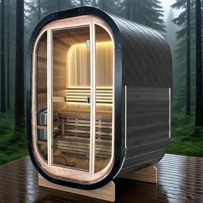 Smartmak 2 Person Indoor/Outdoor Cube Steam Sauna Room, Canadian Red Cedar